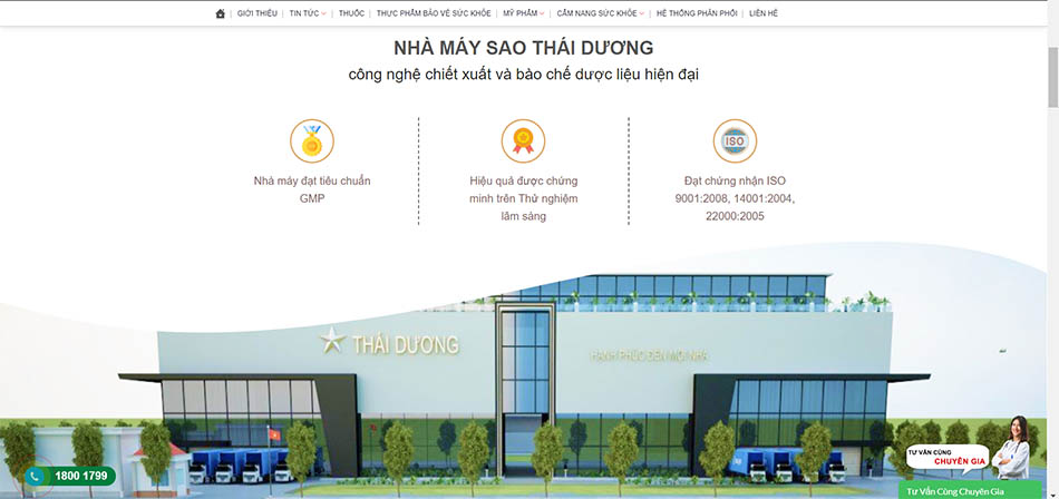 Giao diện website công ty cổ phần Sao Thái Dương