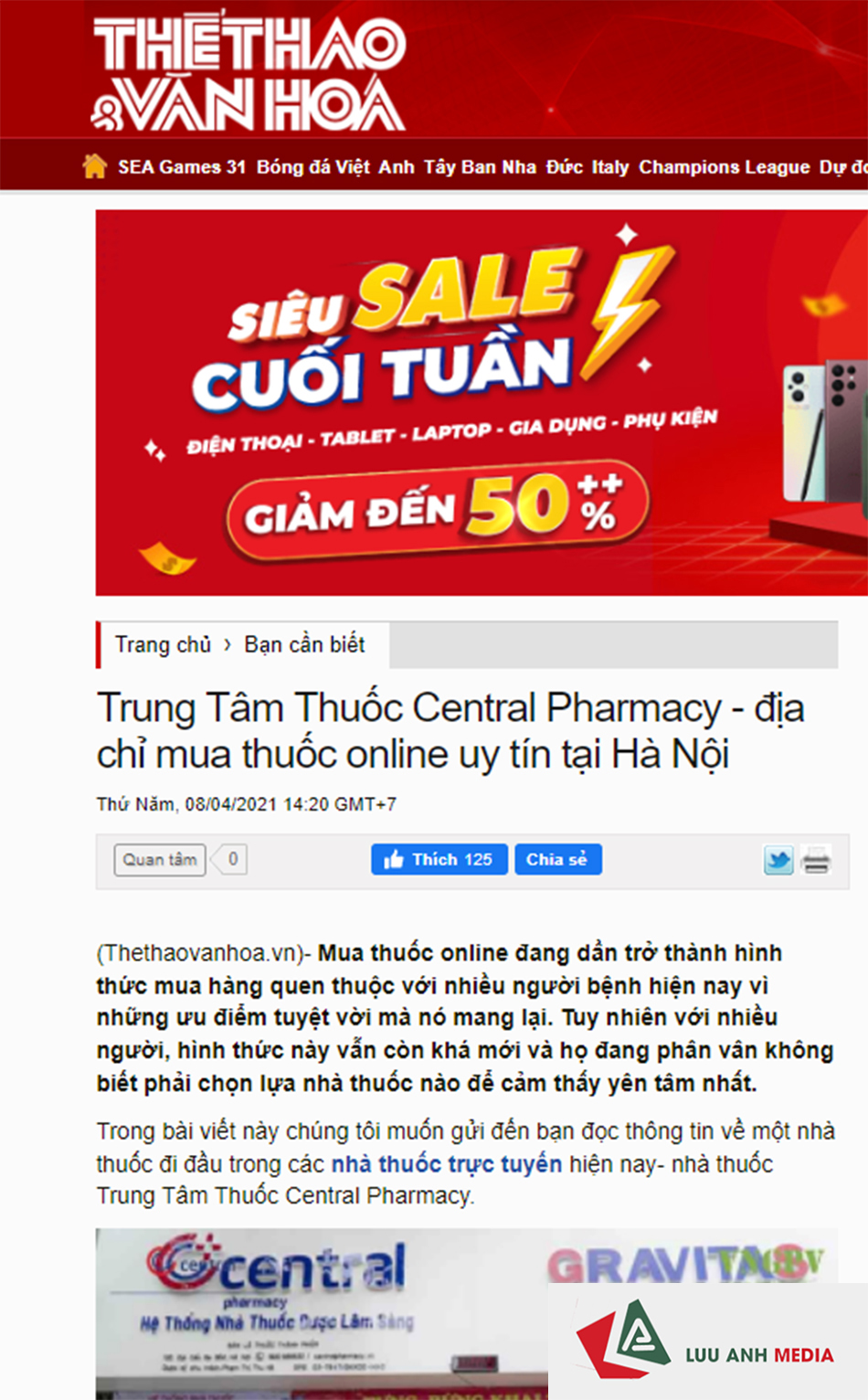 Báo Thể Thao Văn Hóa: Trung Tâm Thuốc Central Pharmacy - địa chỉ mua thuốc online uy tín tại Hà Nội