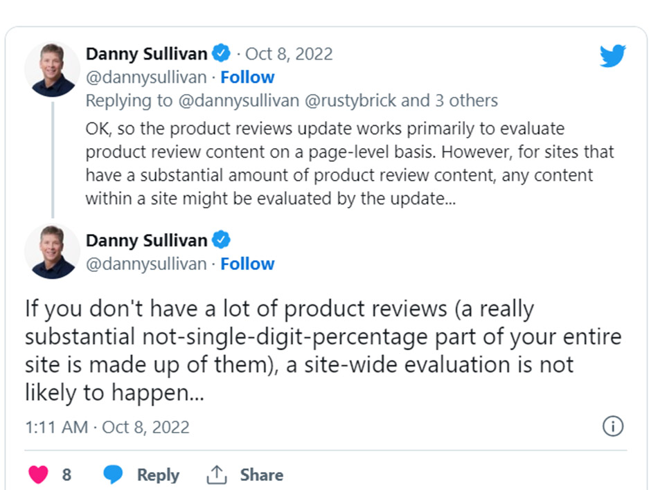 Danny Sullivan của Google đã viết trên Twitter