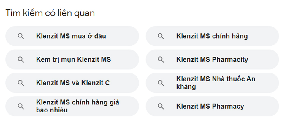 Từ khóa Klenzit MS và Klenzit C được gợi ý khi tìm kiếm