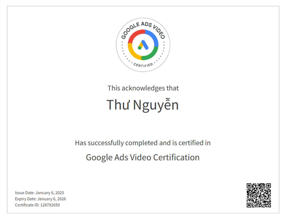 Google Ads Video Certification