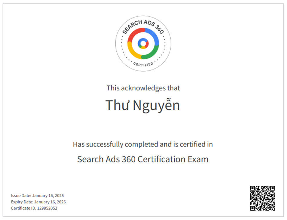 Search Ads 360 Certification Exam